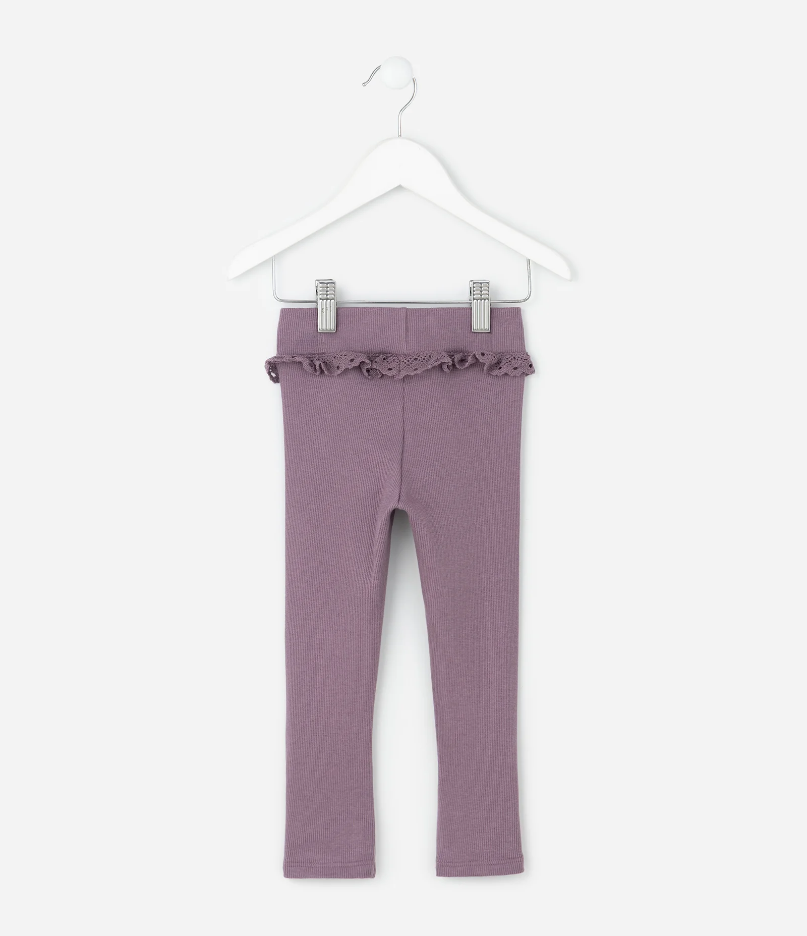 Calça Infantil Canelada com Renda no Cós – Tam 1 a 5/6 Anos Lilás 2