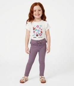 Calça Infantil Canelada com Renda no Cós – Tam 1 a 5/6 Anos