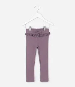 Calça Infantil Canelada com Renda no Cós – Tam 1 a 5/6 Anos
