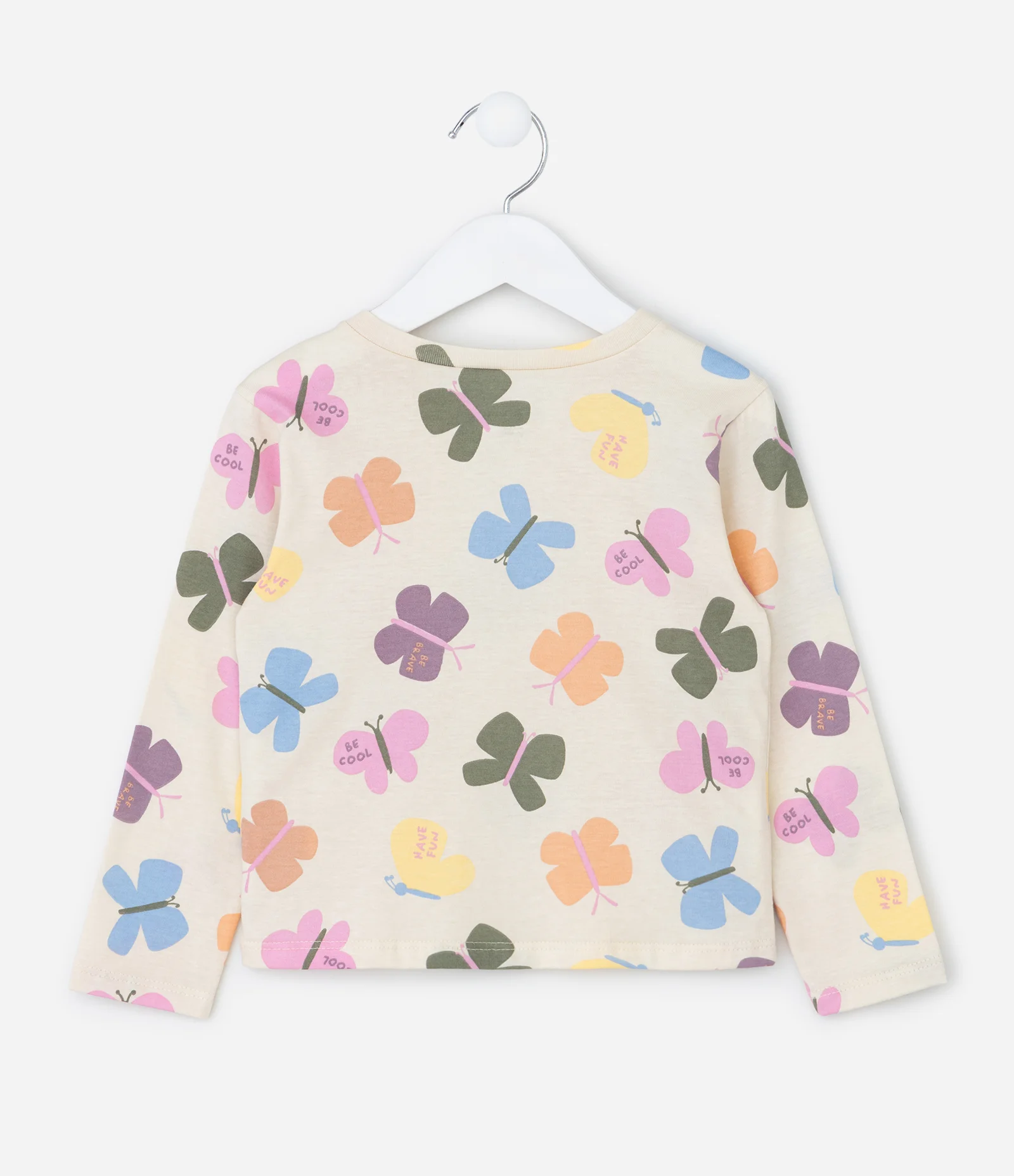 Camiseta Infantil com Estampa Borboletas – Tam 1 a 6 Anos Off White 3