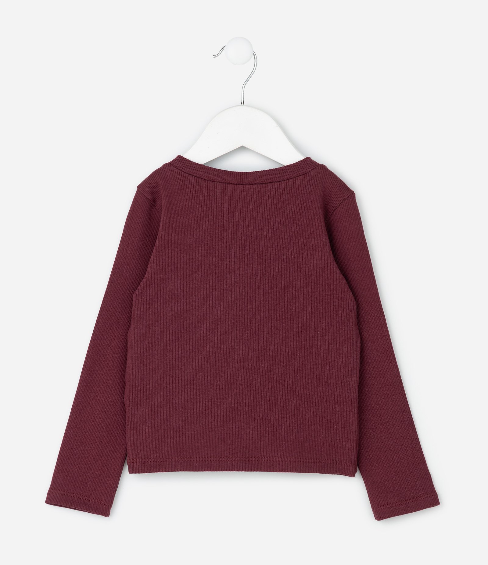 Camiseta Infantil em Ribana com Bordado de Coração – Tam 1 a 5/6 Anos Bordô 3