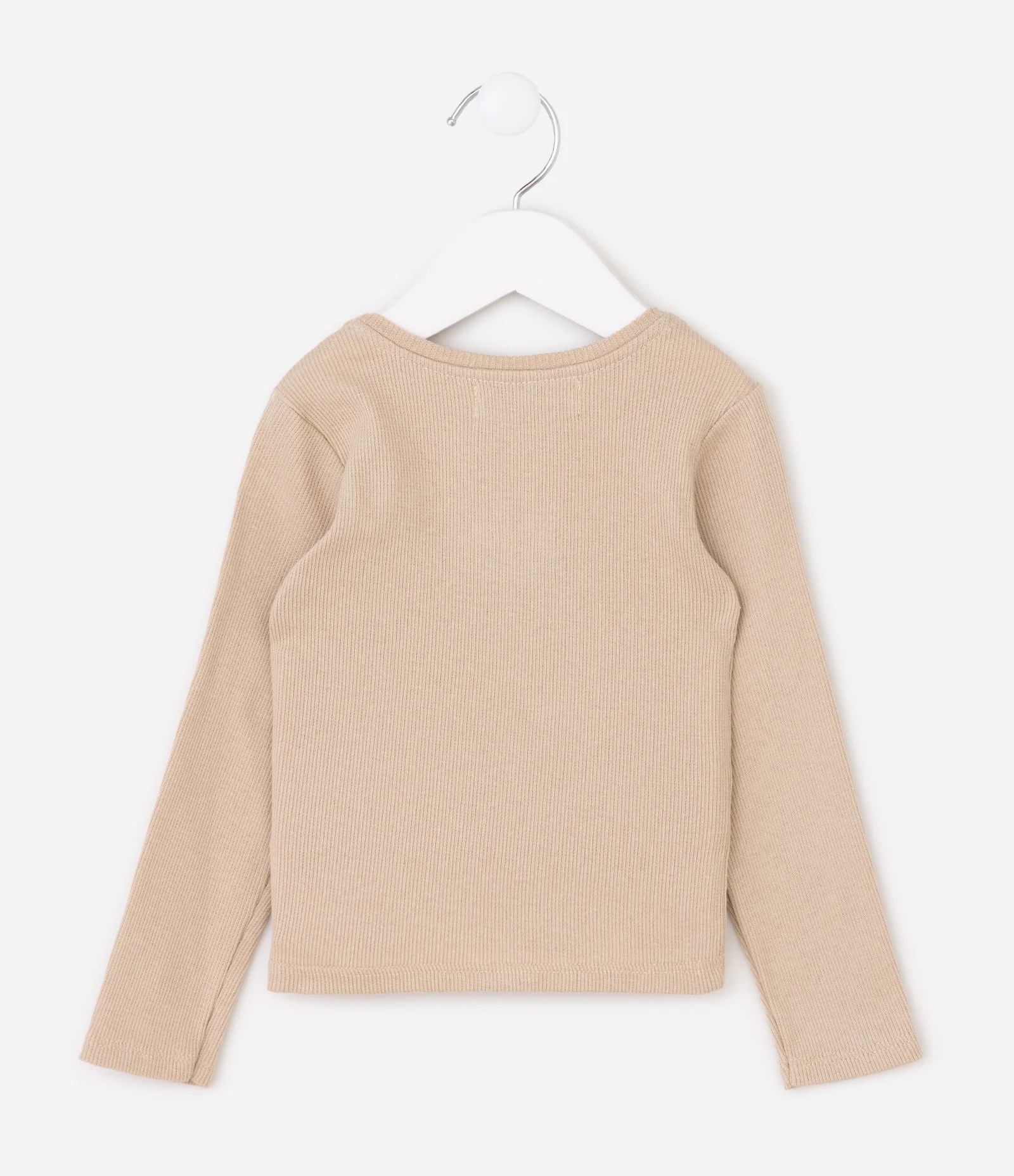 Camiseta Infantil em Ribana com Bordado Cereja – Tam 1 a 6 Anos Bege 2