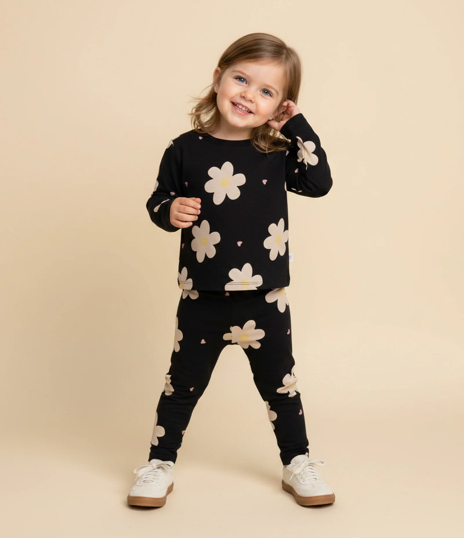 Calça Infantil Legging com Estampa Floral – Tam 1 a 6 Anos Preto 1