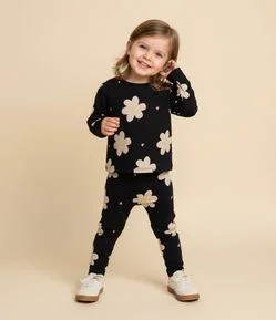 Calça Infantil Legging com Estampa Floral – Tam 1 a 6 Anos