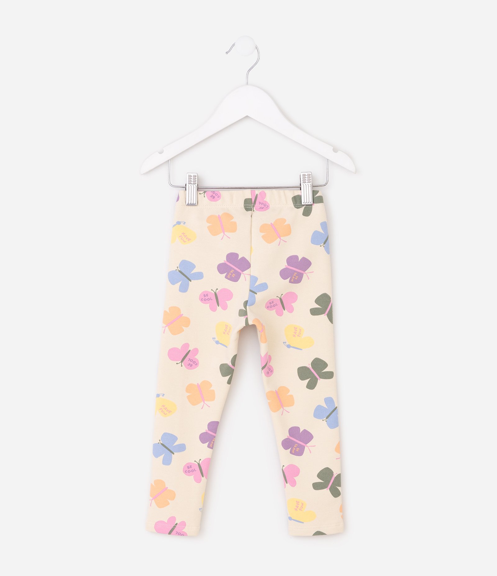 Calça Infantil Legging com Estampa de Borboletas – Tam 1 a 6 Anos Bege Claro 3
