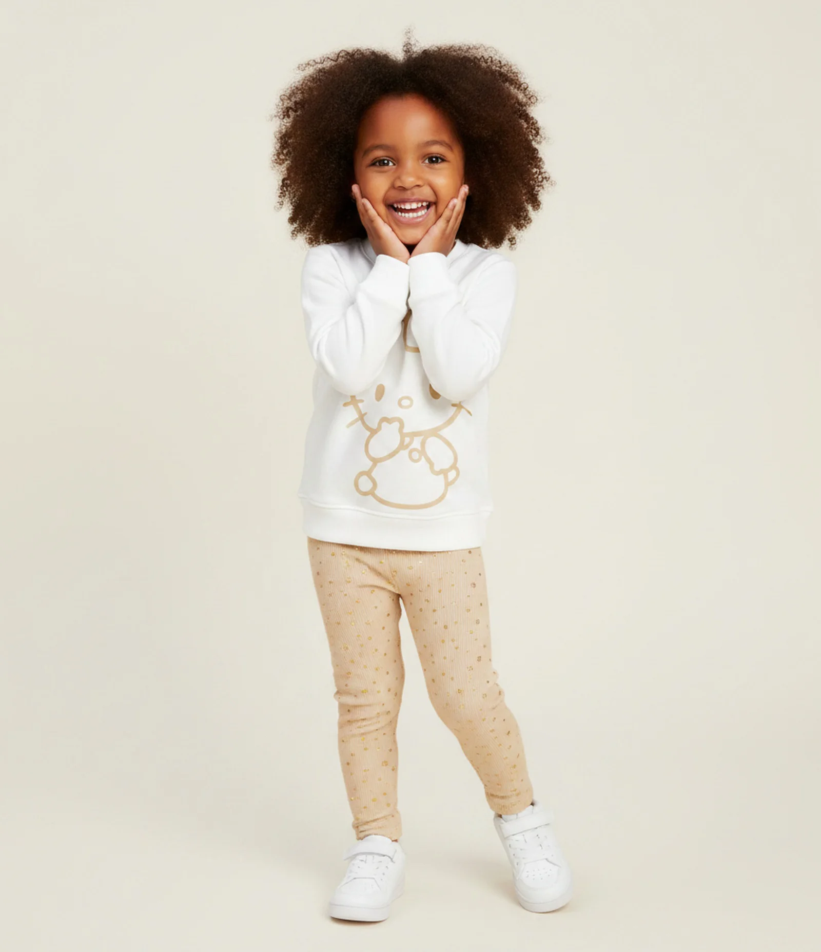 Calça Infantil Legging em Ribana com Poás Dourados – Tam 1 a 6 Anos Rosa 1