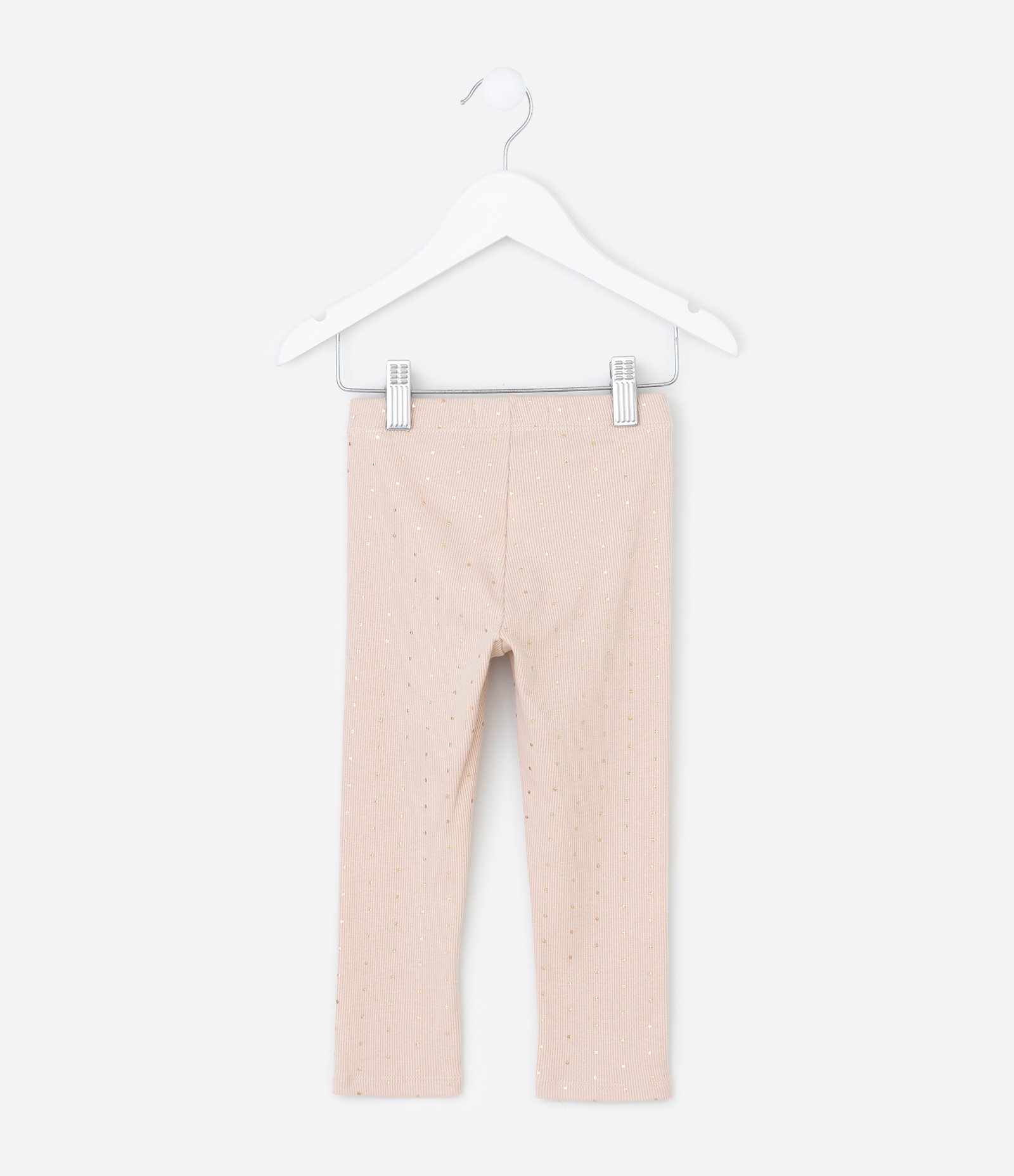 Calça Infantil Legging em Ribana com Poás Dourados – Tam 1 a 5/6 Anos Rosa 2