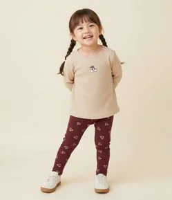 Calça Infantil em Moletinho com Estampa de Cerejas – Tam 1 a 6 Anos