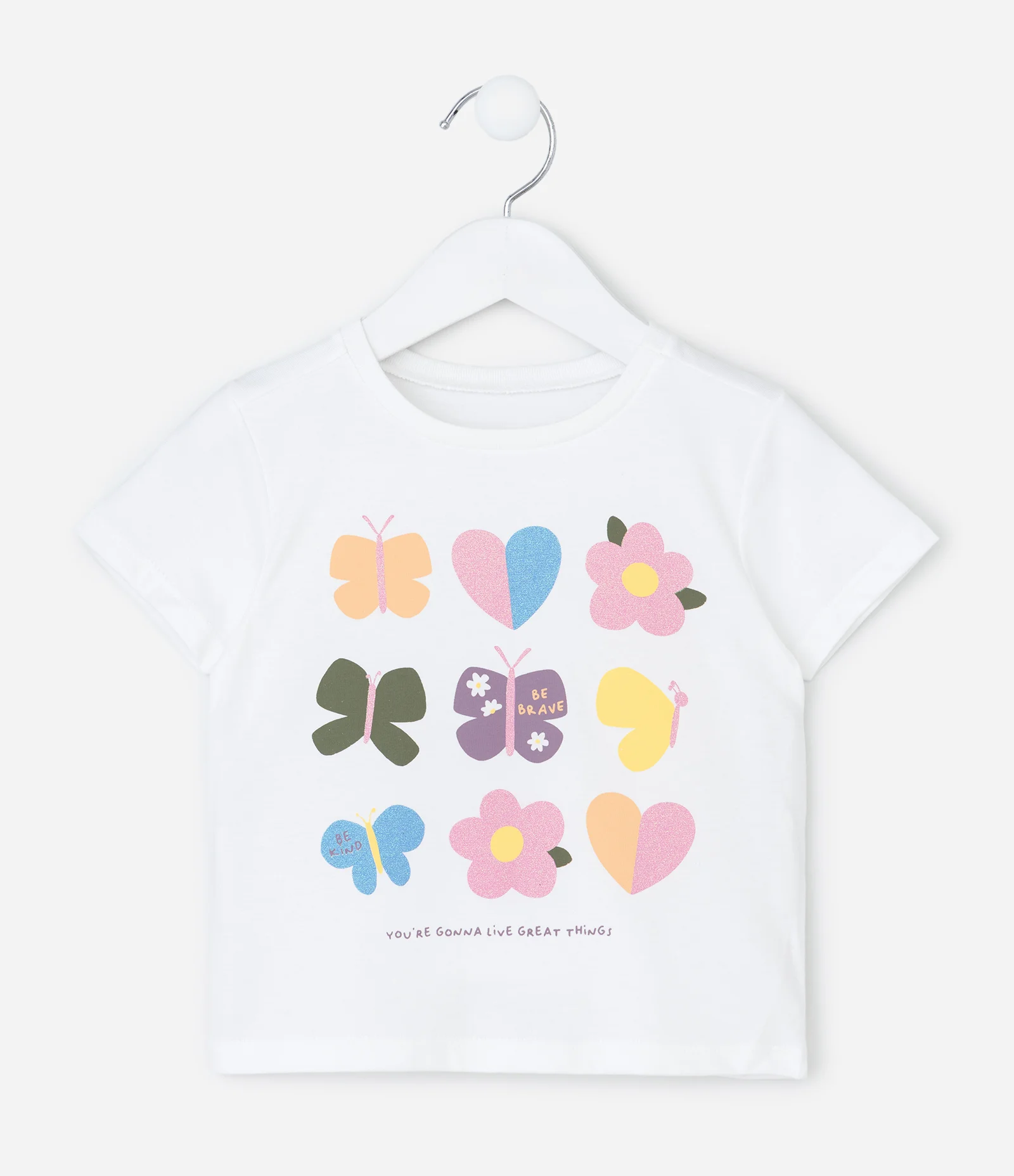 Camiseta Infantil com Estampa Ícones Divertidos – Tam 1 a 5/6 Anos Branco 1