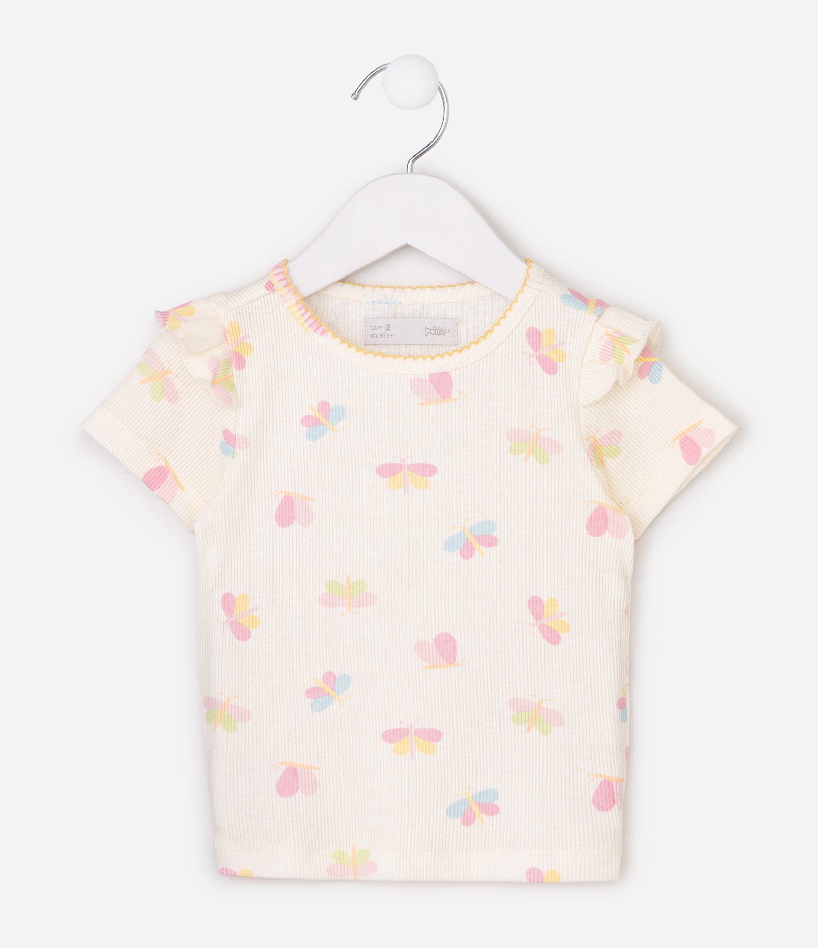 Camiseta Em Ribana Borboleta- Tam 1 A 6 Anos Multicores 1