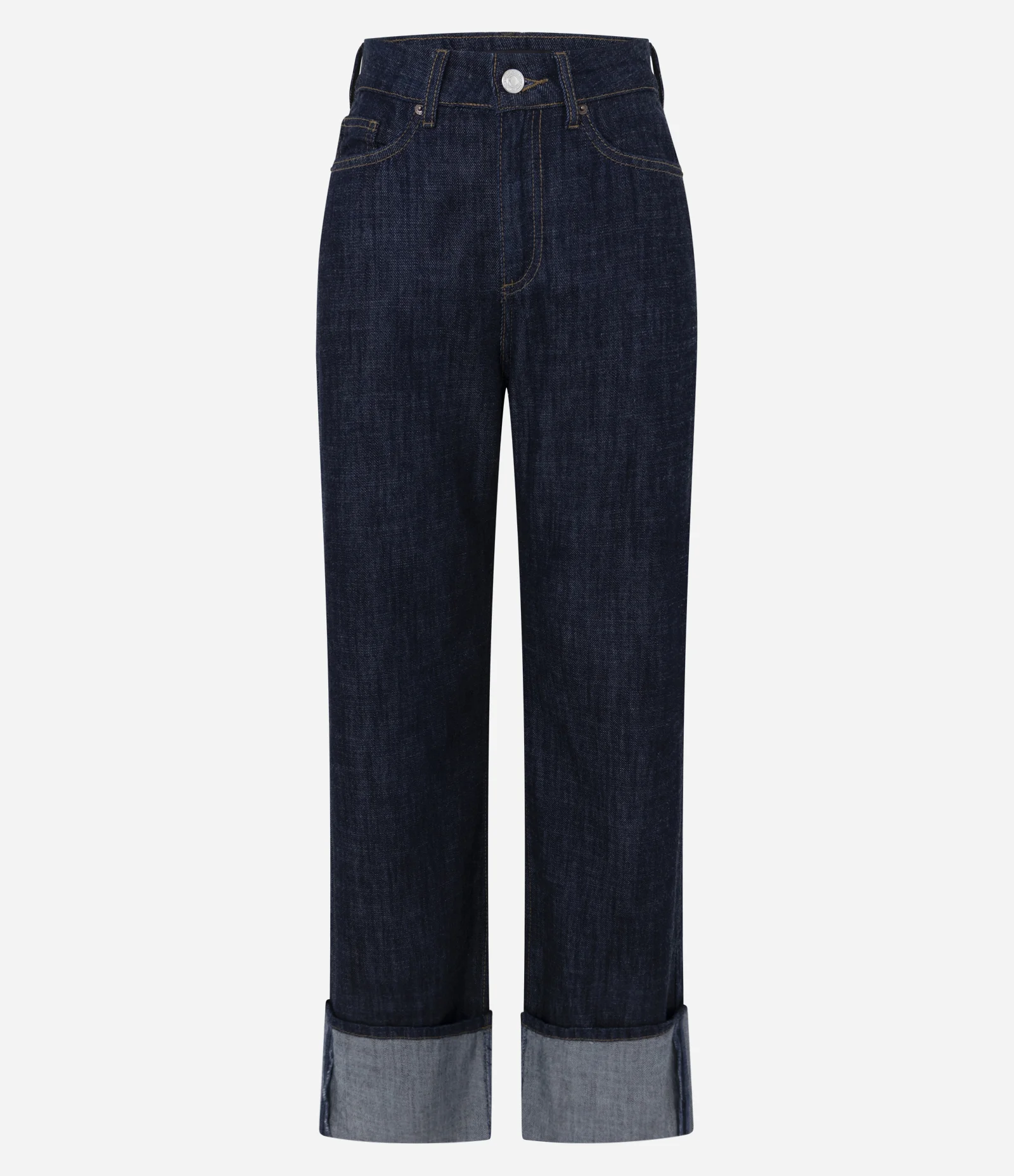 Calça Reta Comfort em Jeans com Cintura Alta Azul Escuro 3