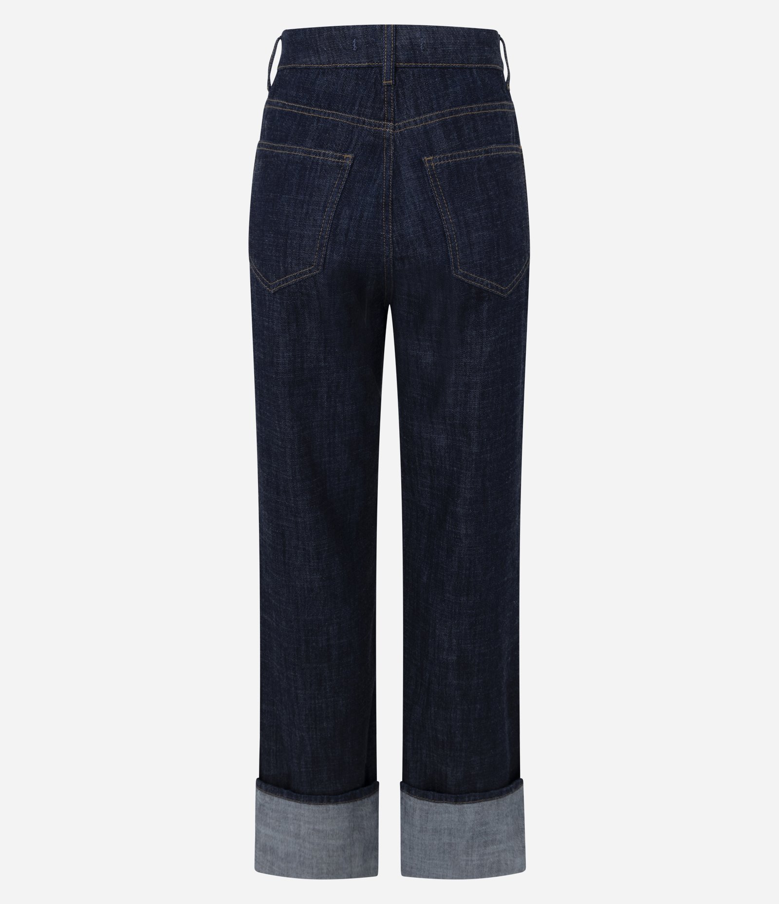 Calça Reta Comfort em Jeans com Cintura Alta Azul Escuro 4