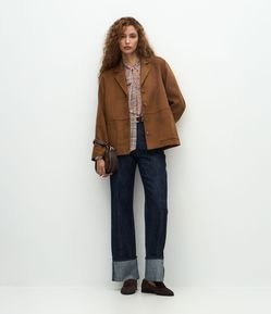 Calça Reta Comfort em Jeans com Cintura Alta