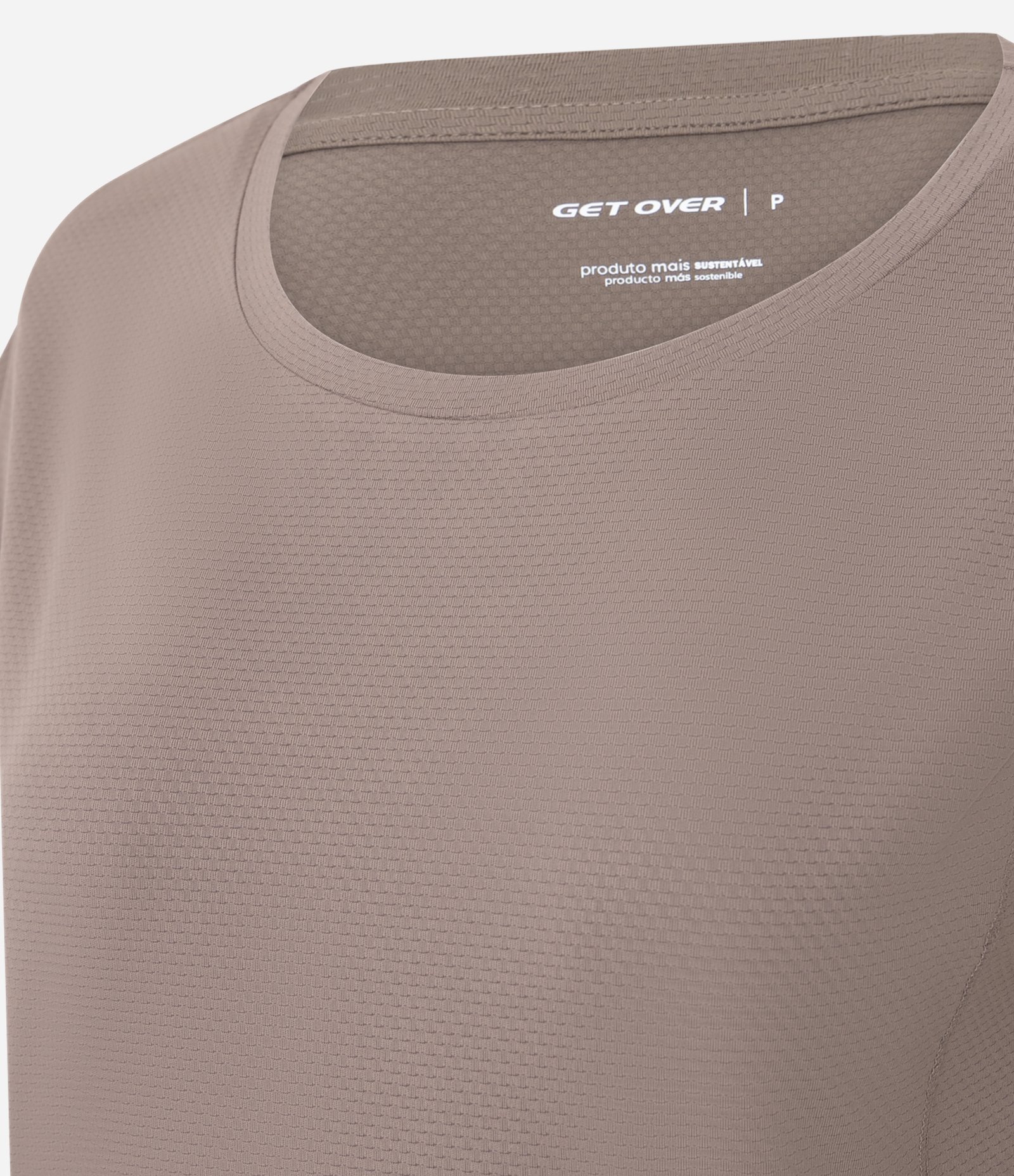 Camiseta Esportiva em Microfibra Texturizada Marrom 6