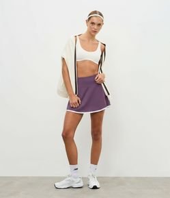 Short Saia Esportivo em Microfibra com Barra Contrastante