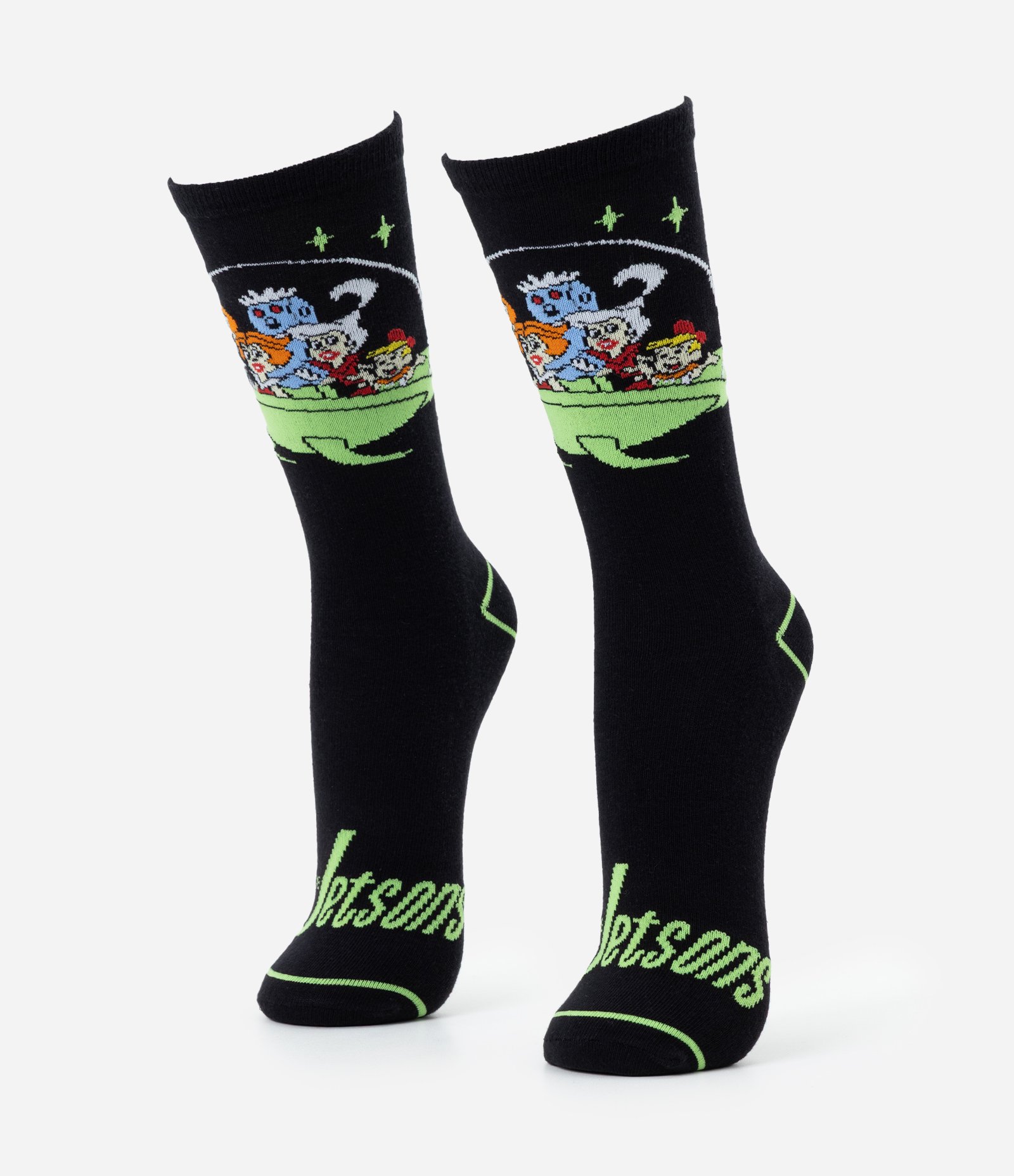 Meia Cano Longo em Algodão com Estampa Os Jetsons Preto 1