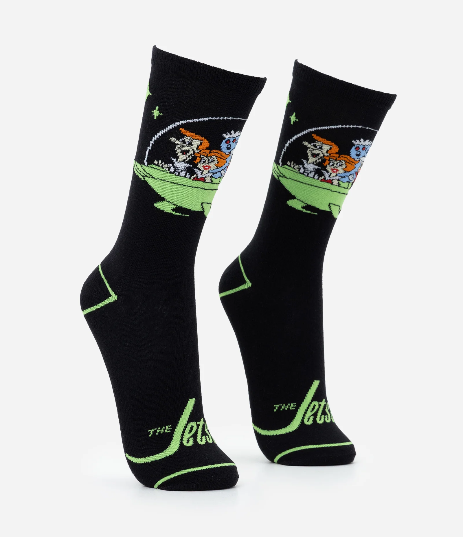 Meia Cano Longo em Algodão com Estampa Os Jetsons Preto 2