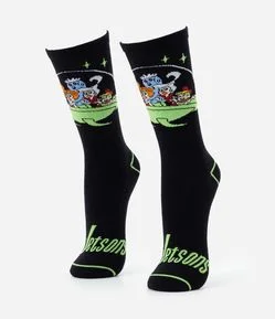 Meia Cano Longo em Algodão com Estampa Os Jetsons