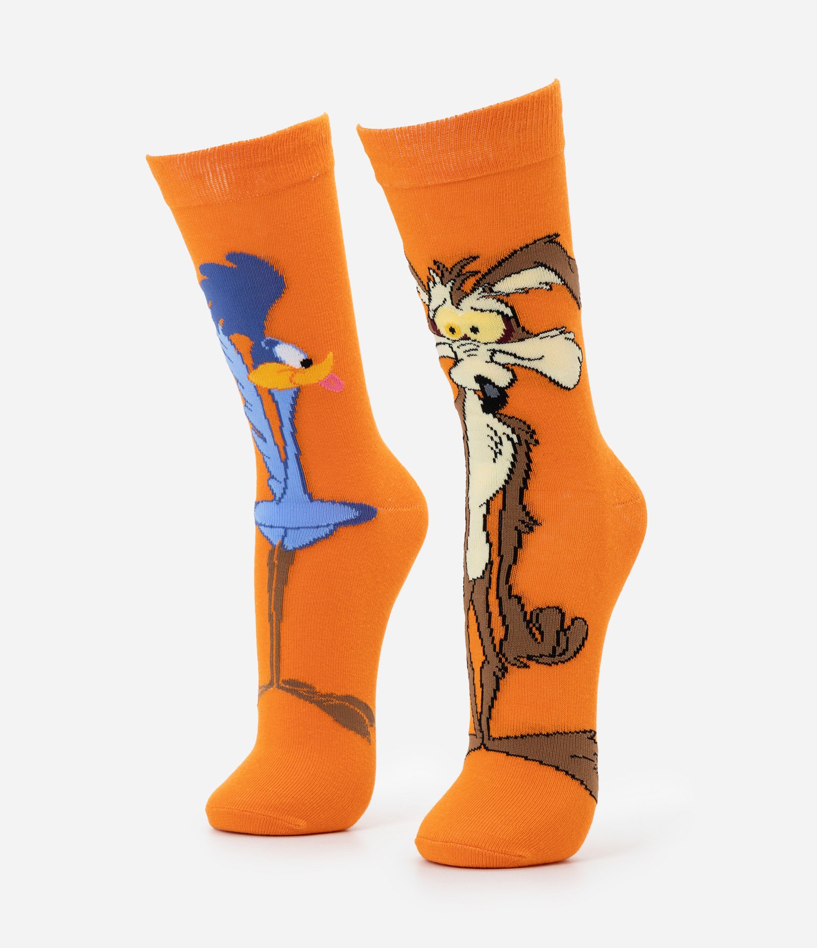 Meia Cano Longo em Algodão com Estampa Coiote e Papa-Léguas Laranja 1