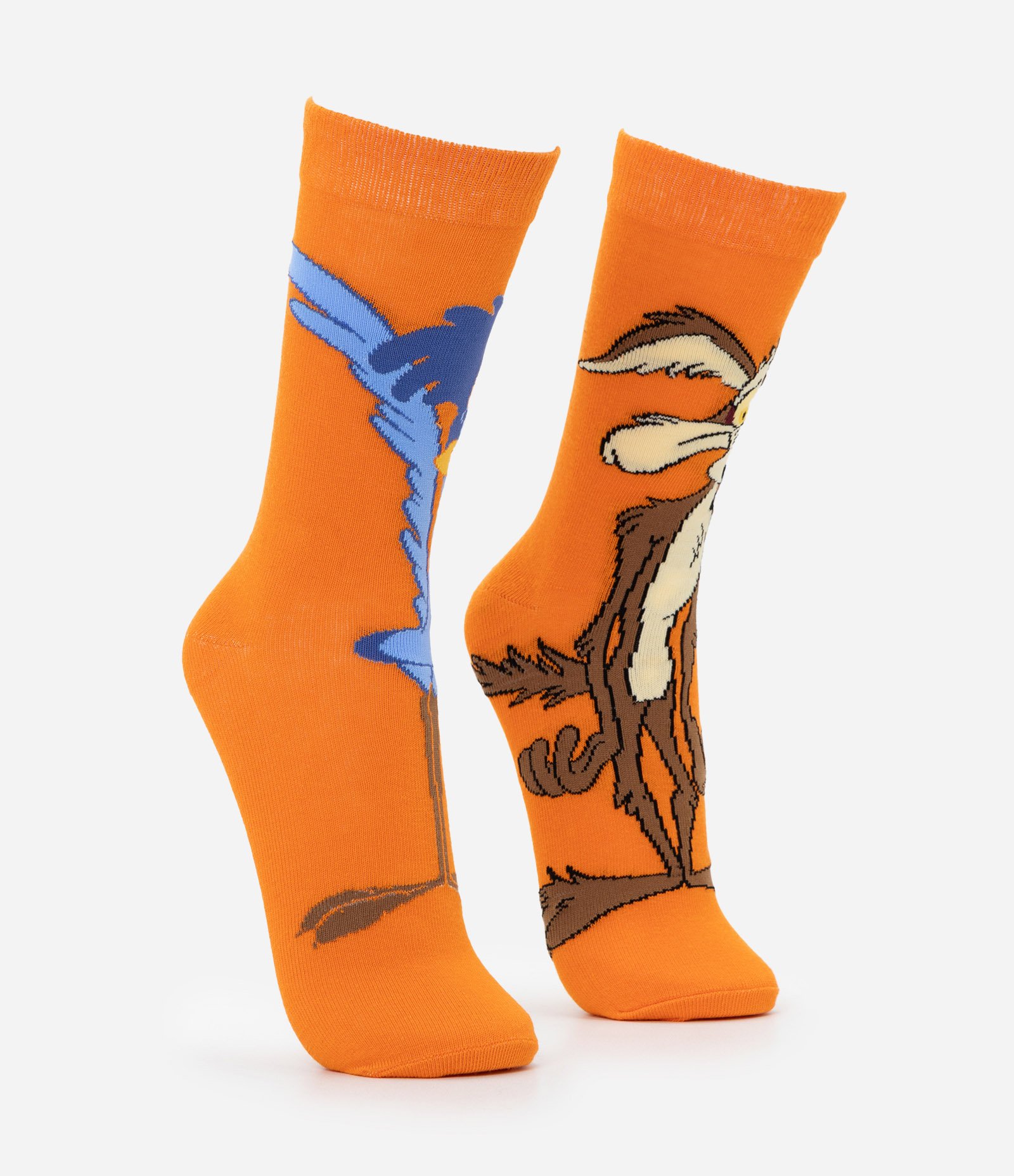 Meia Cano Longo em Algodão com Estampa Coiote e Papa-Léguas Laranja 2