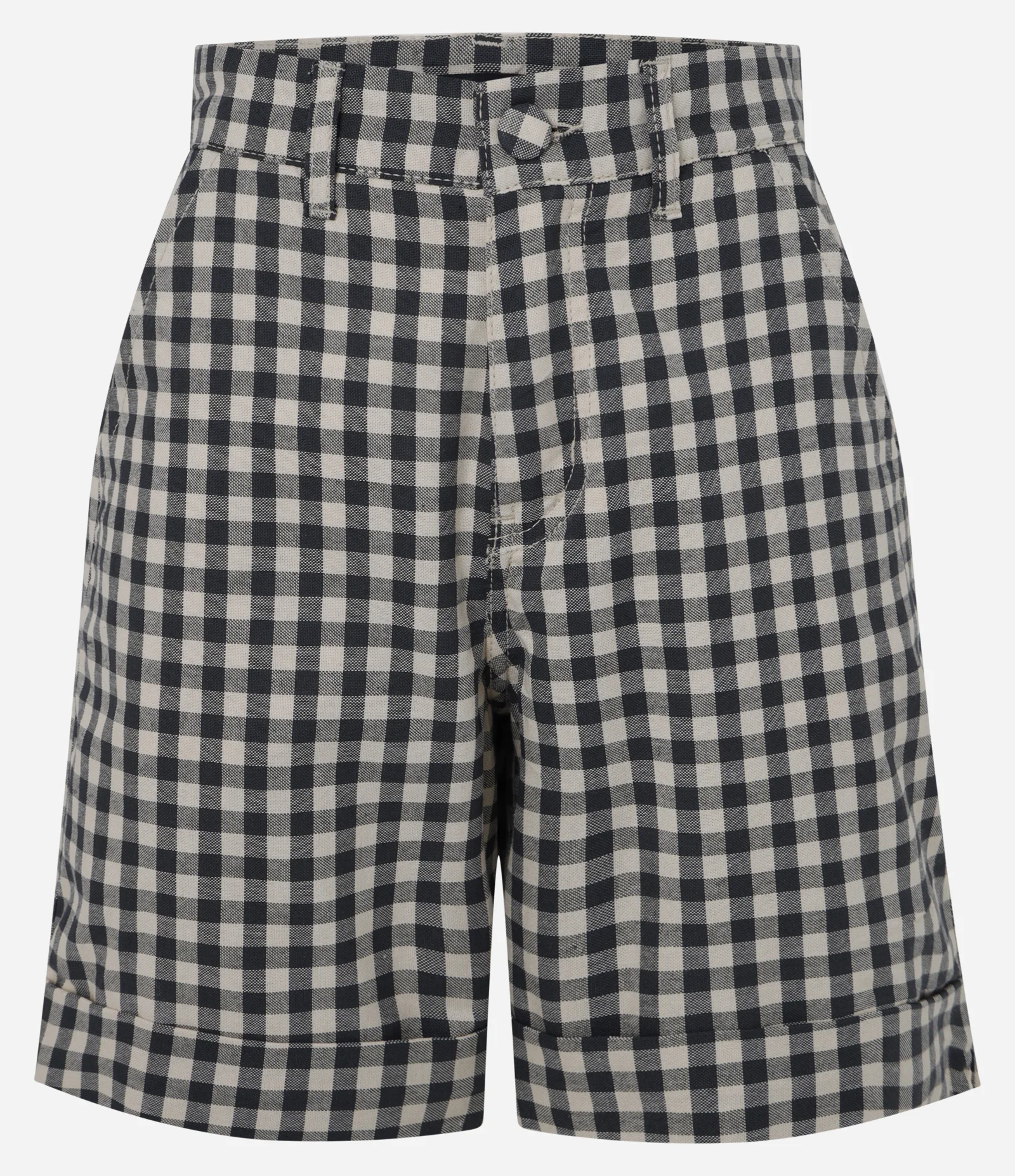 Short Alfaiatado em Sarja com Estampa Xadrez Vichy Preto 1