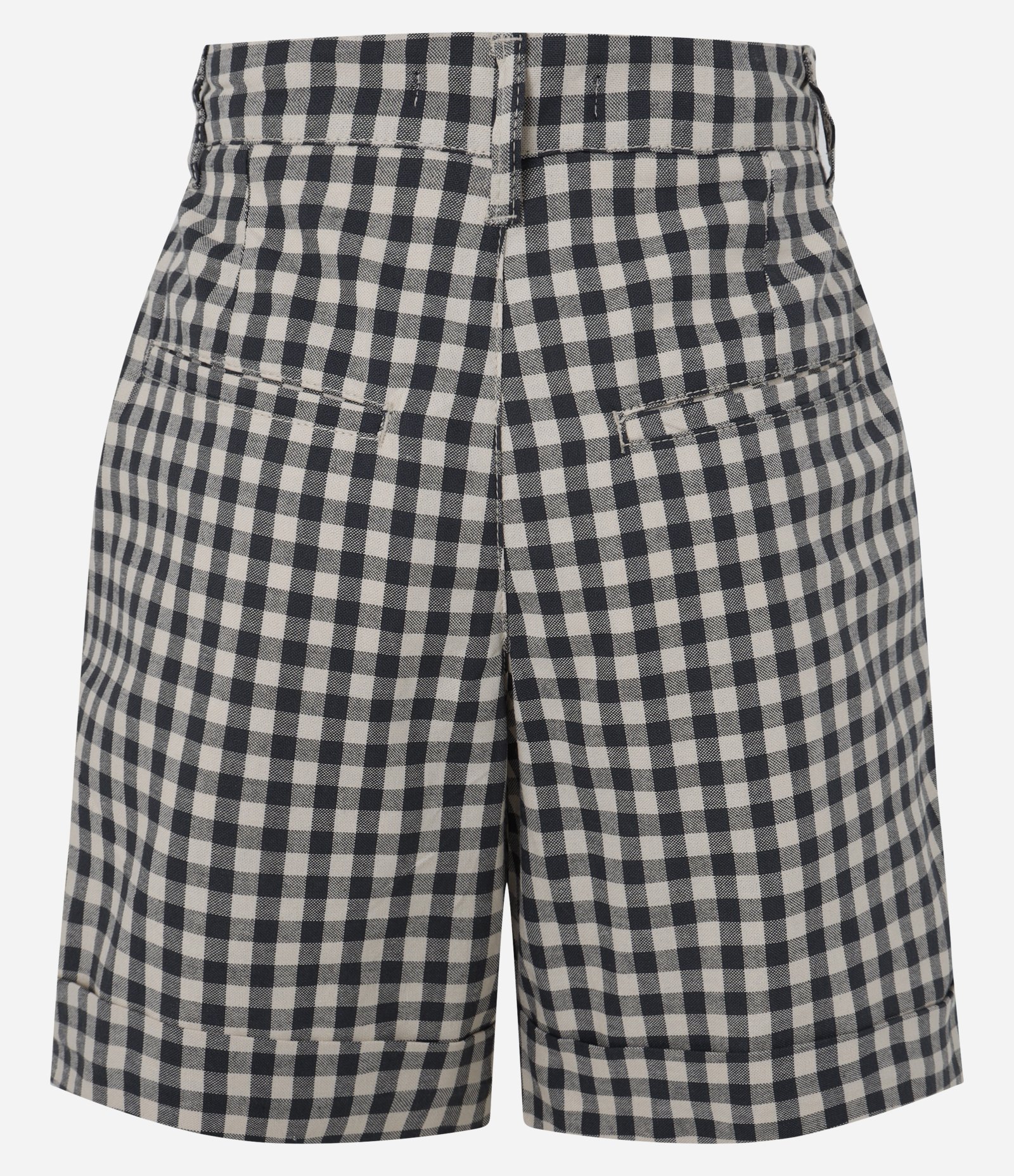 Short Alfaiatado em Sarja com Estampa Xadrez Vichy Preto 2