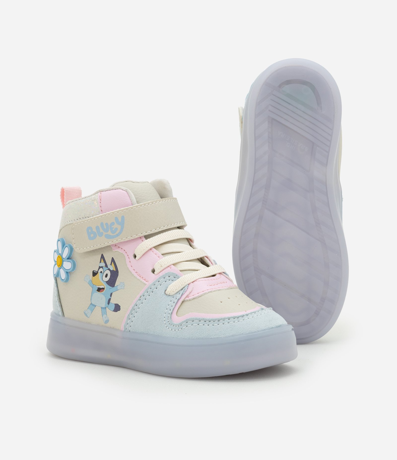 Tênis Infantil Abotinado com Estampa Bluey e Flor – Tam 20 a 27 Off White/Azul 8