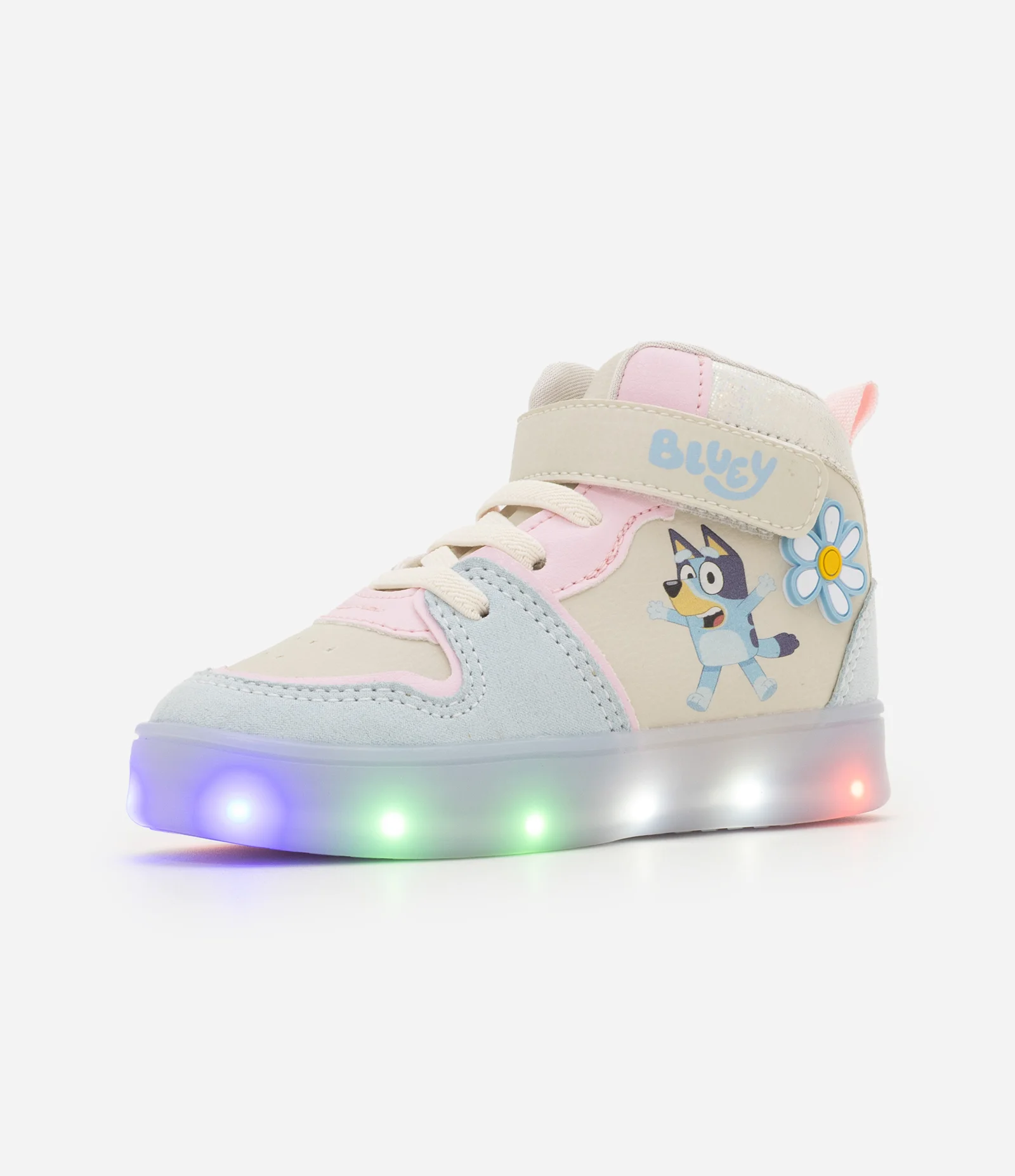 Tênis Infantil Abotinado com Estampa Bluey e Flor – Tam 20 a 27 Off White/Azul 1
