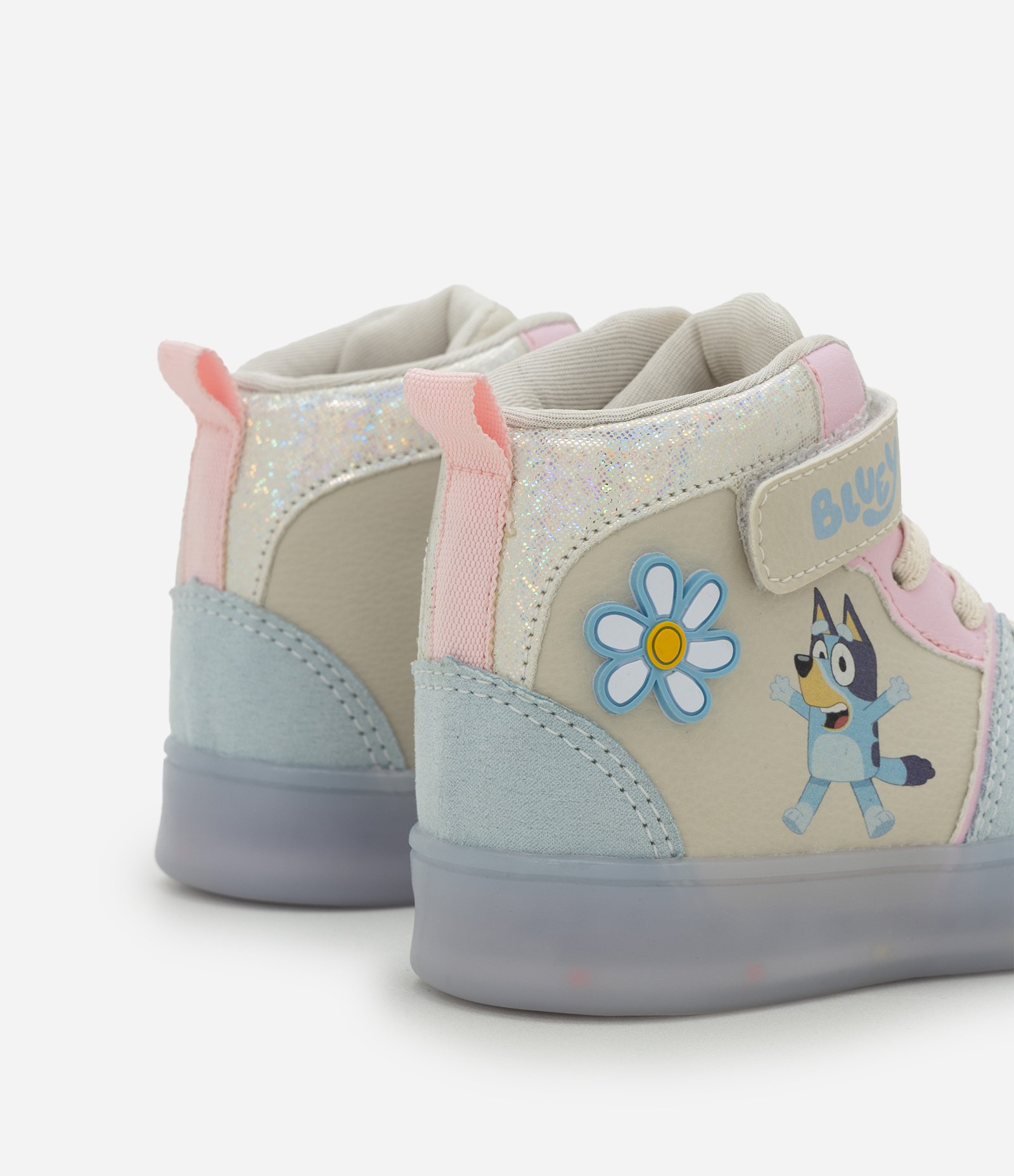 Tênis Infantil Abotinado com Estampa Bluey e Flor – Tam 20 a 27 Off White/Azul 3
