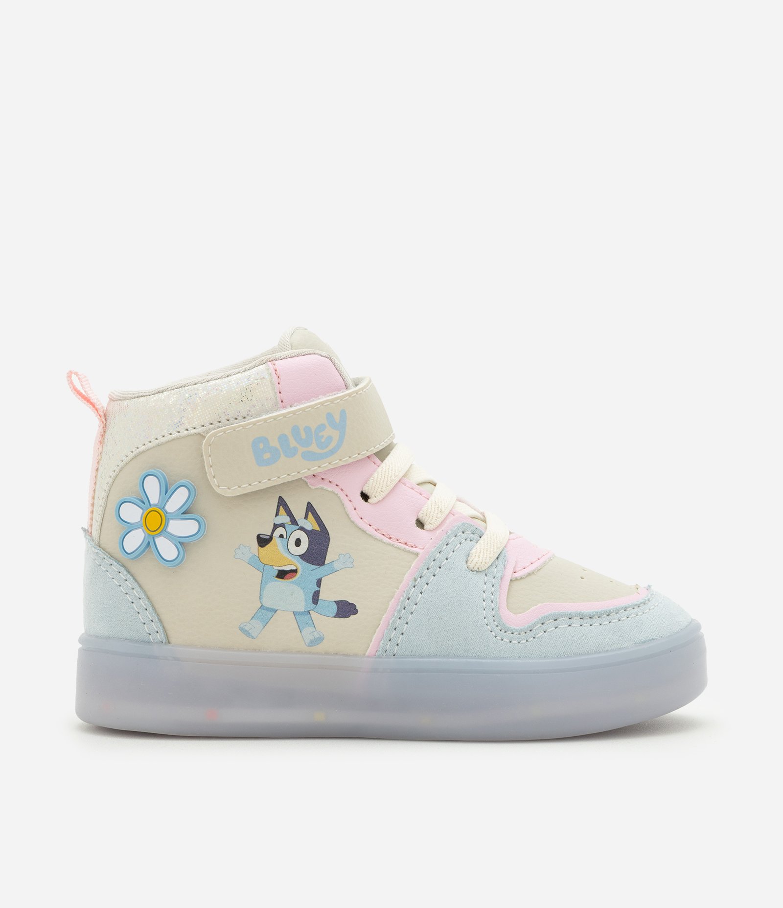 Tênis Infantil Abotinado com Estampa Bluey e Flor – Tam 20 a 27 Off White/Azul 7
