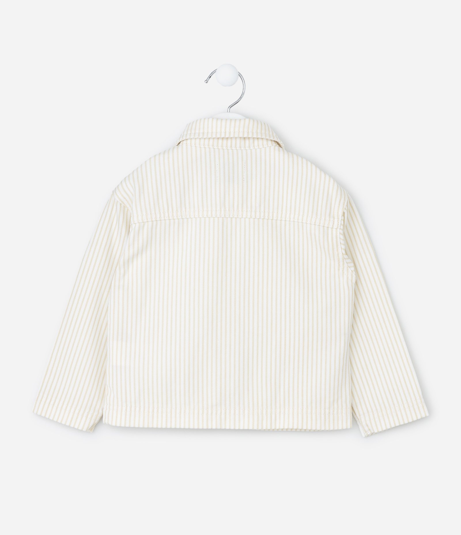 Jaqueta Infantil em Sarja Listrada com Estampa Floral – Tam 1 a 6 Anos Off White/Bege 3