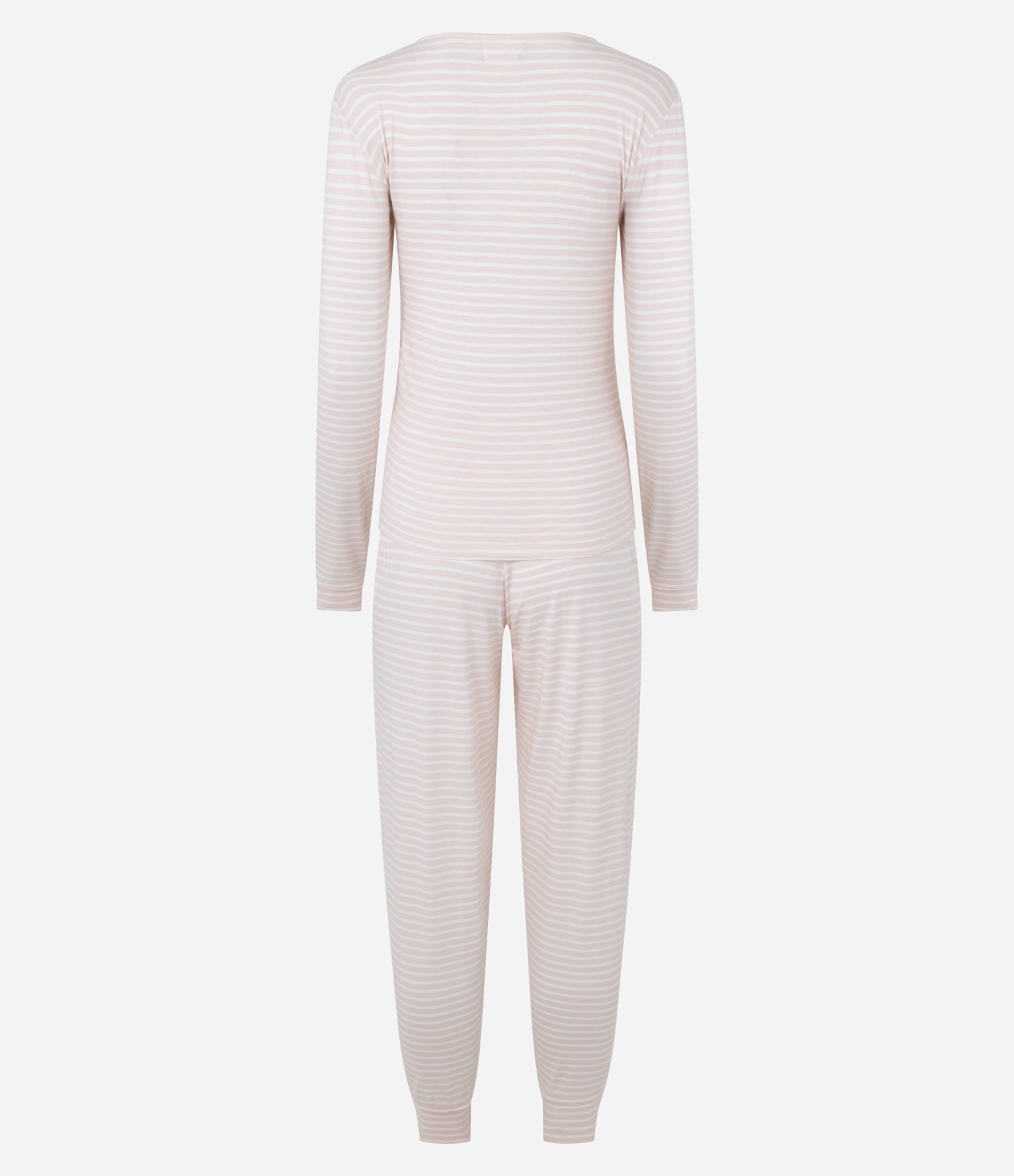 Pijama Longo em Viscolycra com Estampa de Listra Branco/Rosa 4