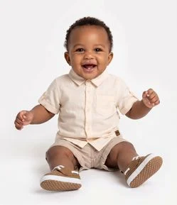 Shorts Bebê Em Sarja Cós Com Elástico - Tam 0 a 18 Meses