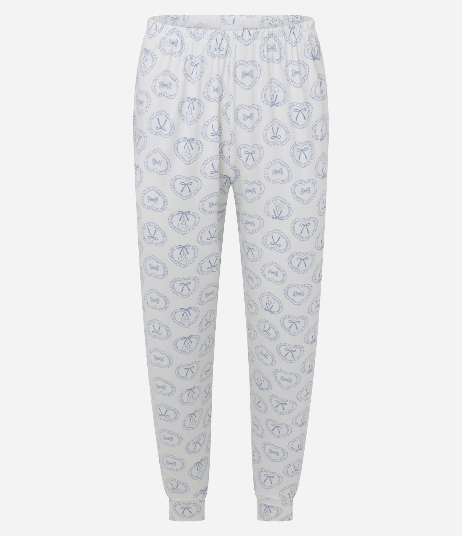 Pijama Longo em Viscolycra com Estampa de Laços Branco/Azul 8