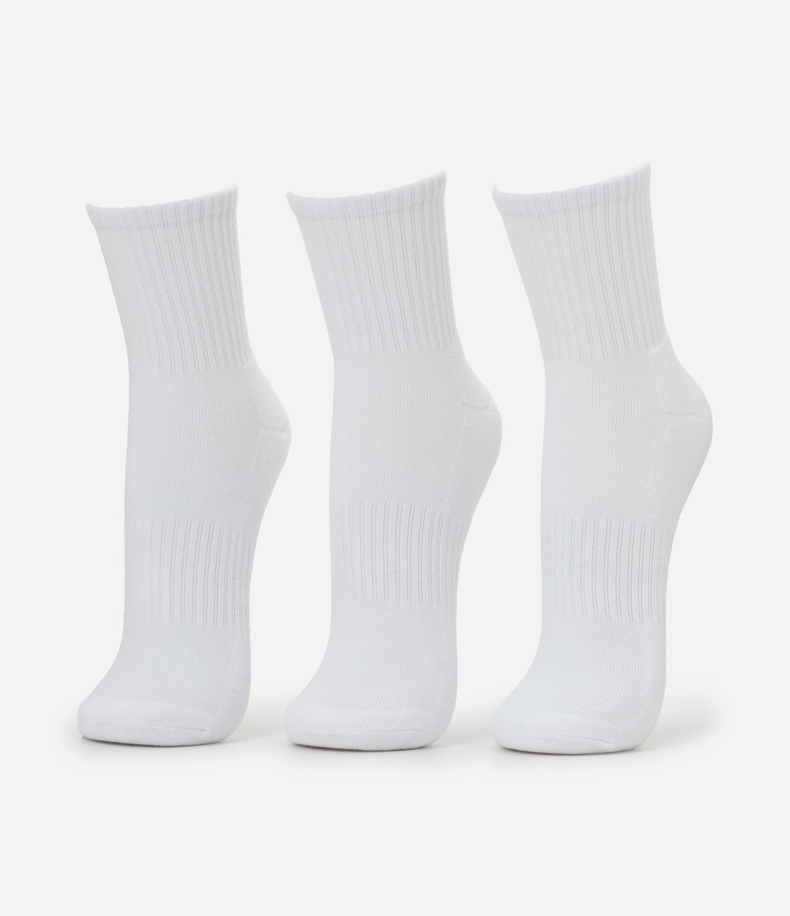 Kit 03 Meias Cano Médio Esportivas com Sola Atoalhada Branco 5