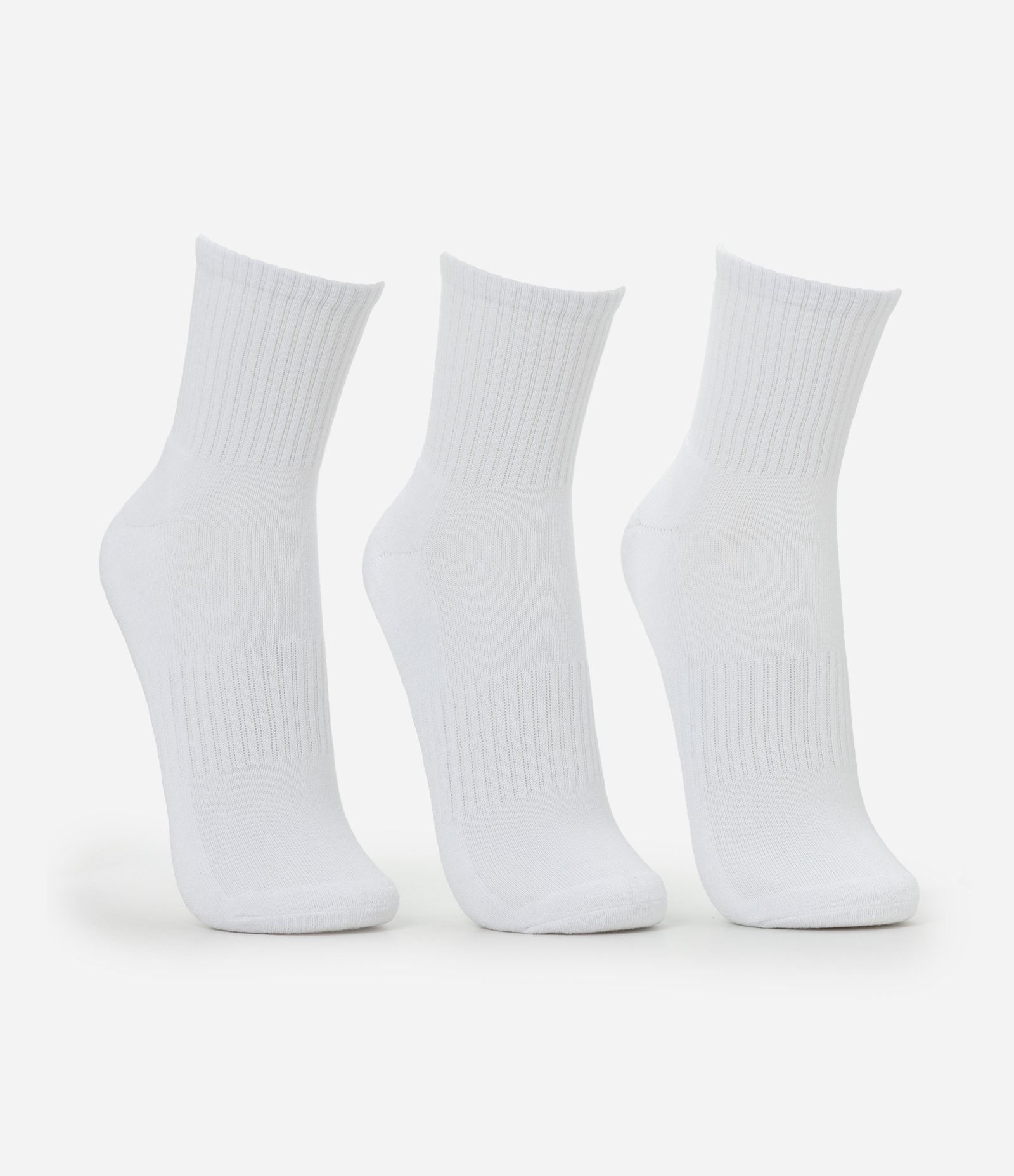 Kit 03 Meias Cano Médio Esportivas com Sola Atoalhada Branco 6