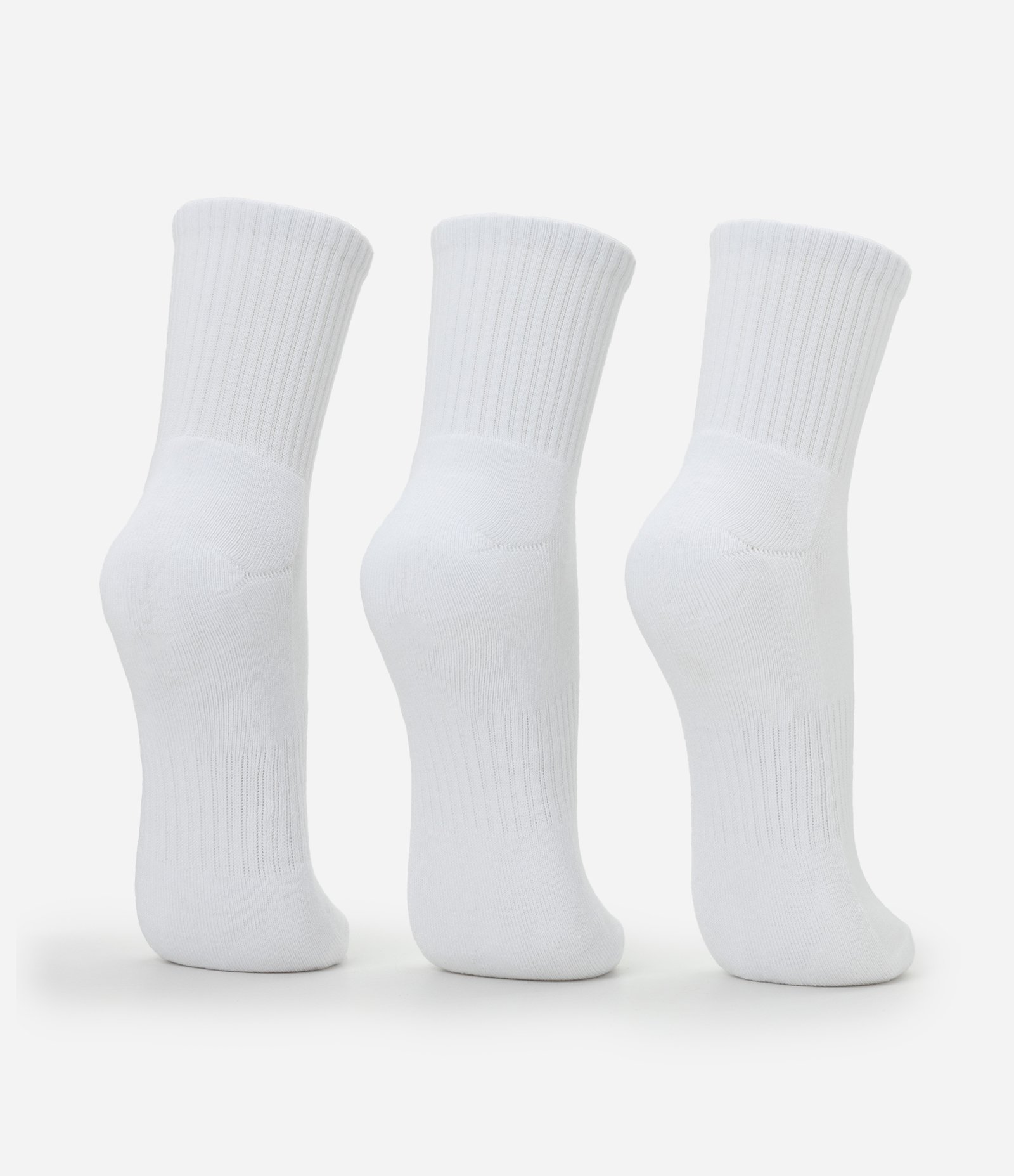 Kit 03 Meias Cano Médio Esportivas com Sola Atoalhada Branco 7