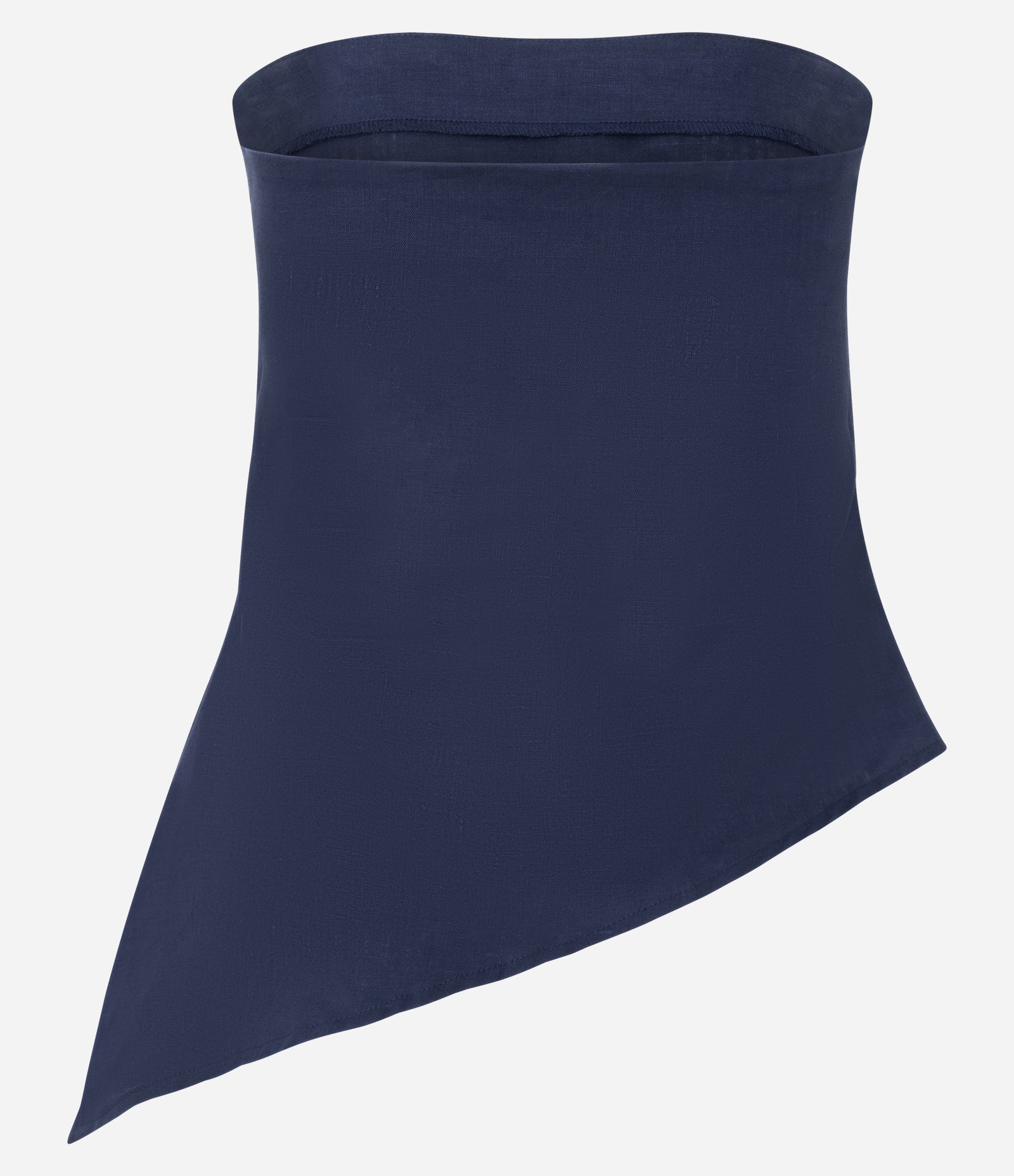 Blusa Tomara que Caia em Linho com Barra Assimétrica Azul 7