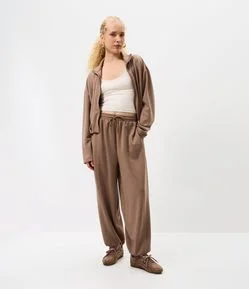 Calça Balloon em Modal com Amarração na Cintura e Bolsos