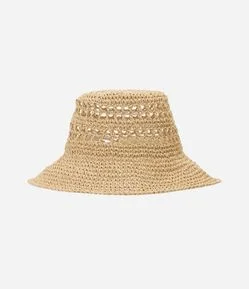 Chapéu de Praia Bucket em Palha Tramado