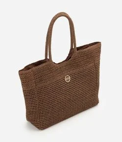 Bolsa de Praia em Papel Trançado com Detalhe Metálico