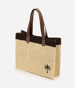 Bolsa de Praia Trançada com Bordado de Coqueiro