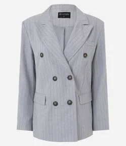 Blazer Oversized Listrado com Ombreiras