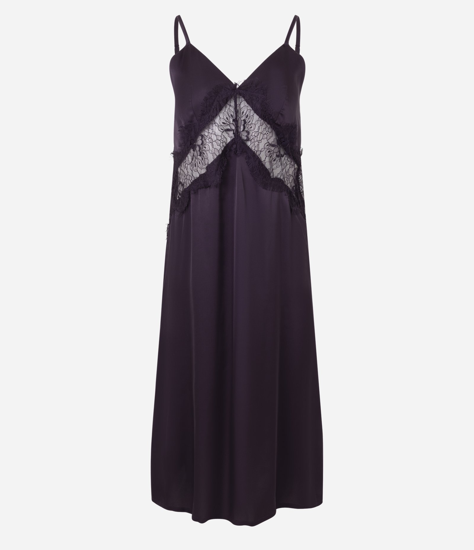 Camisola Acetinada com Renda Vazada Roxo 1