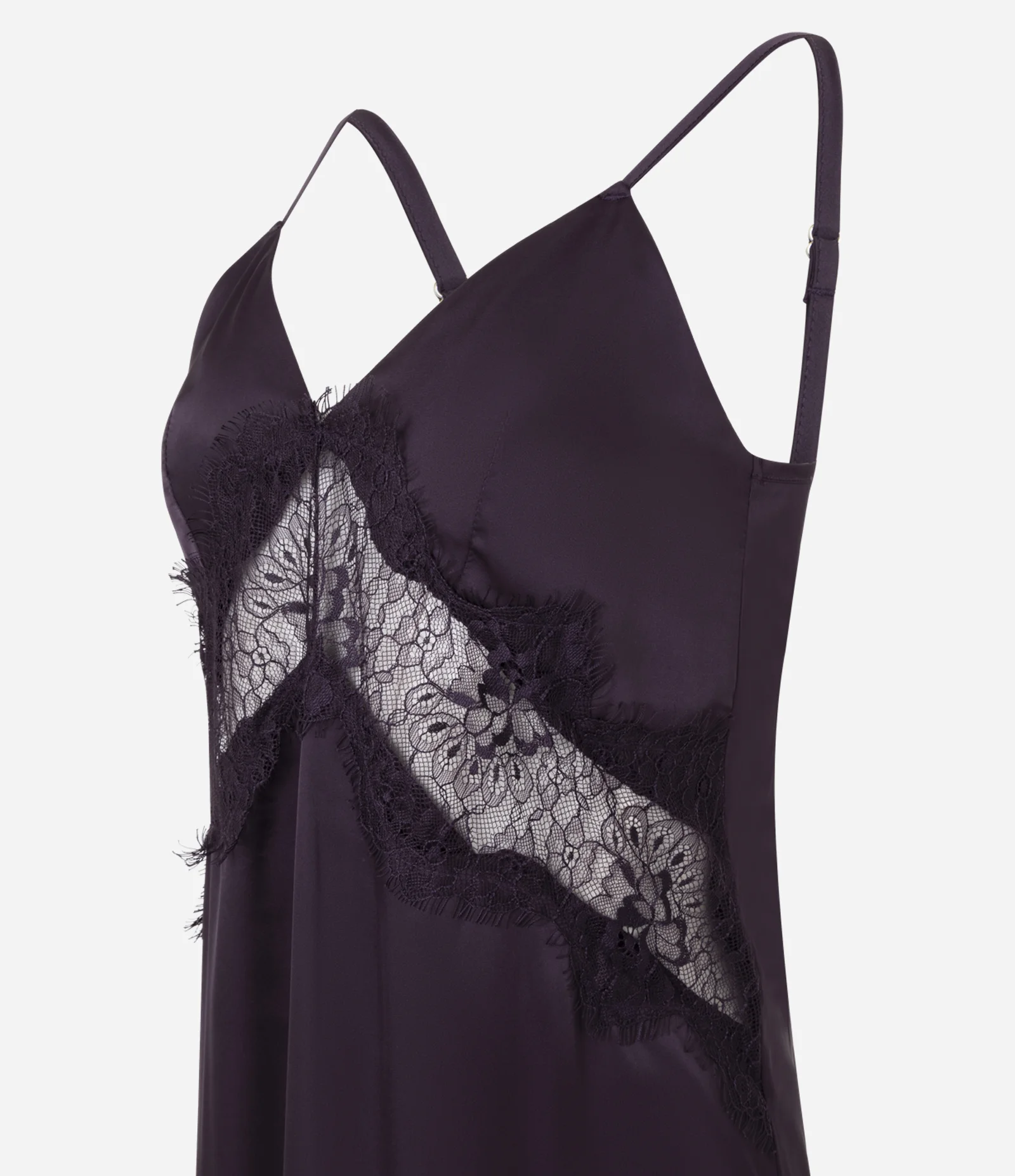 Camisola Acetinada com Renda Vazada Roxo 2