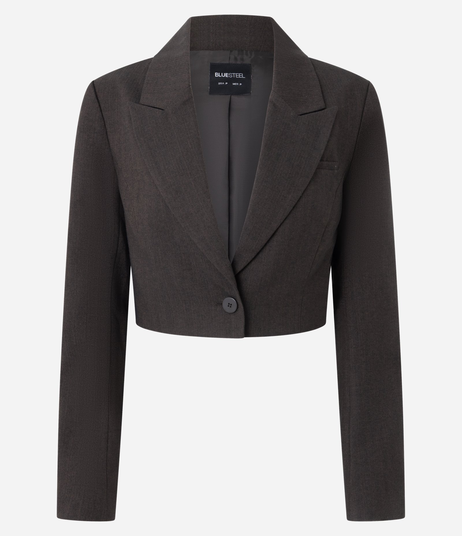 Blazer Cropped Alfaiatado em Xadrez com Abotoamento Único Marrom 5