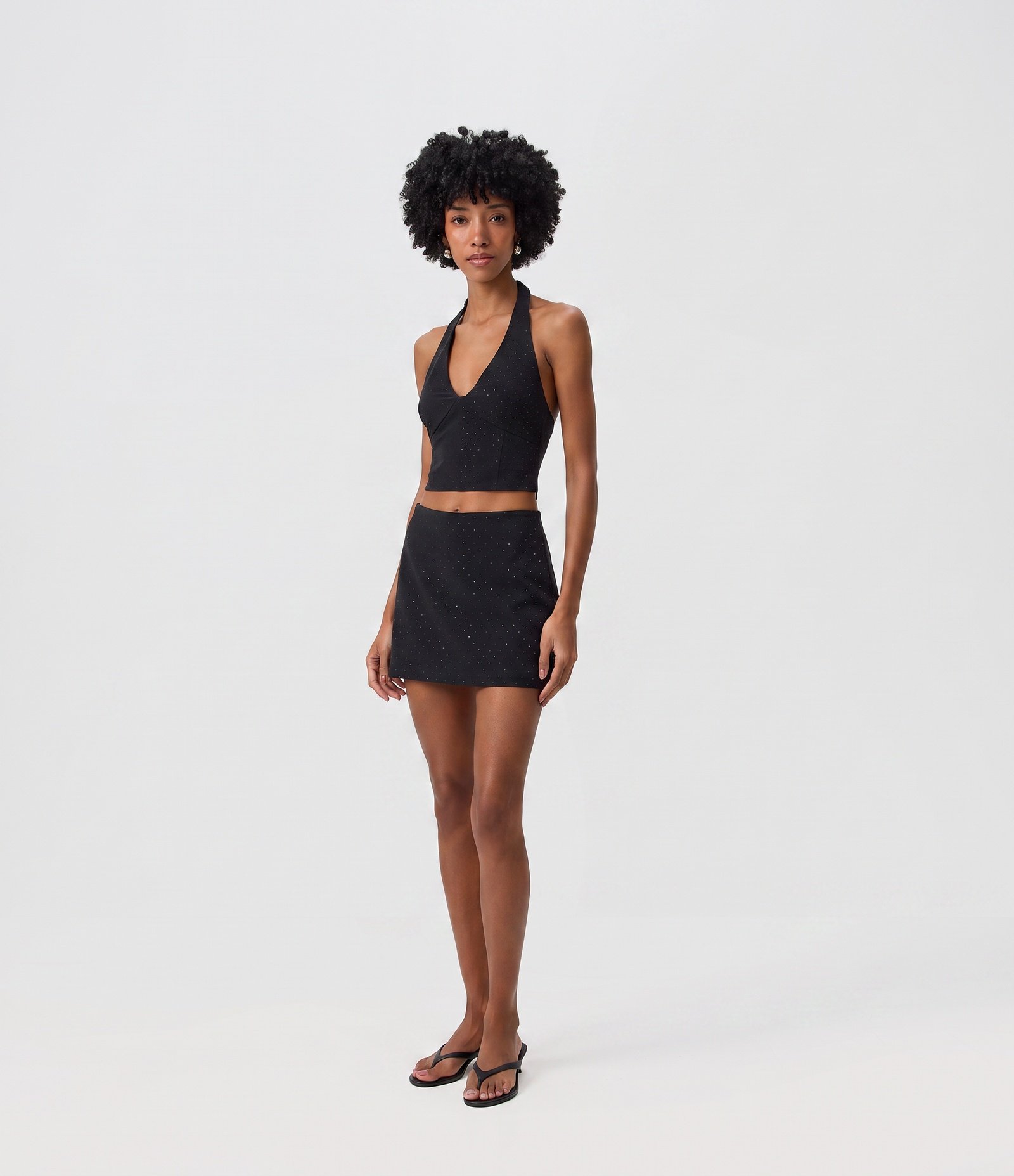 Blusa Frente Única em Bengaline com Aplicação Preto 2