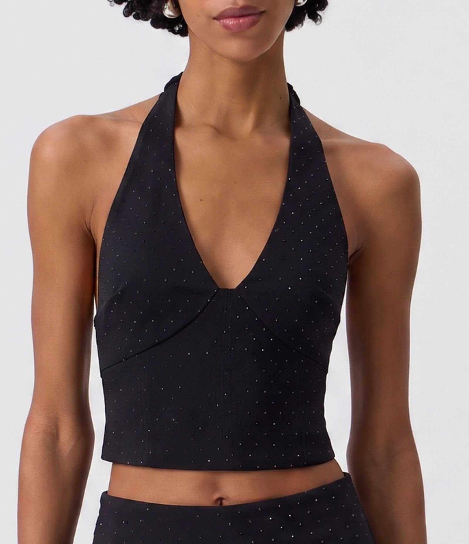 Blusa Frente Única em Bengaline com Aplicação Preto 3