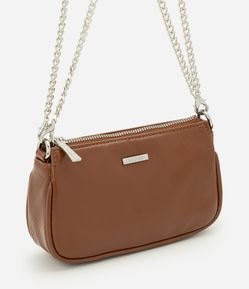 Bolsa Baguete Pequena em PU com Alça Transversal