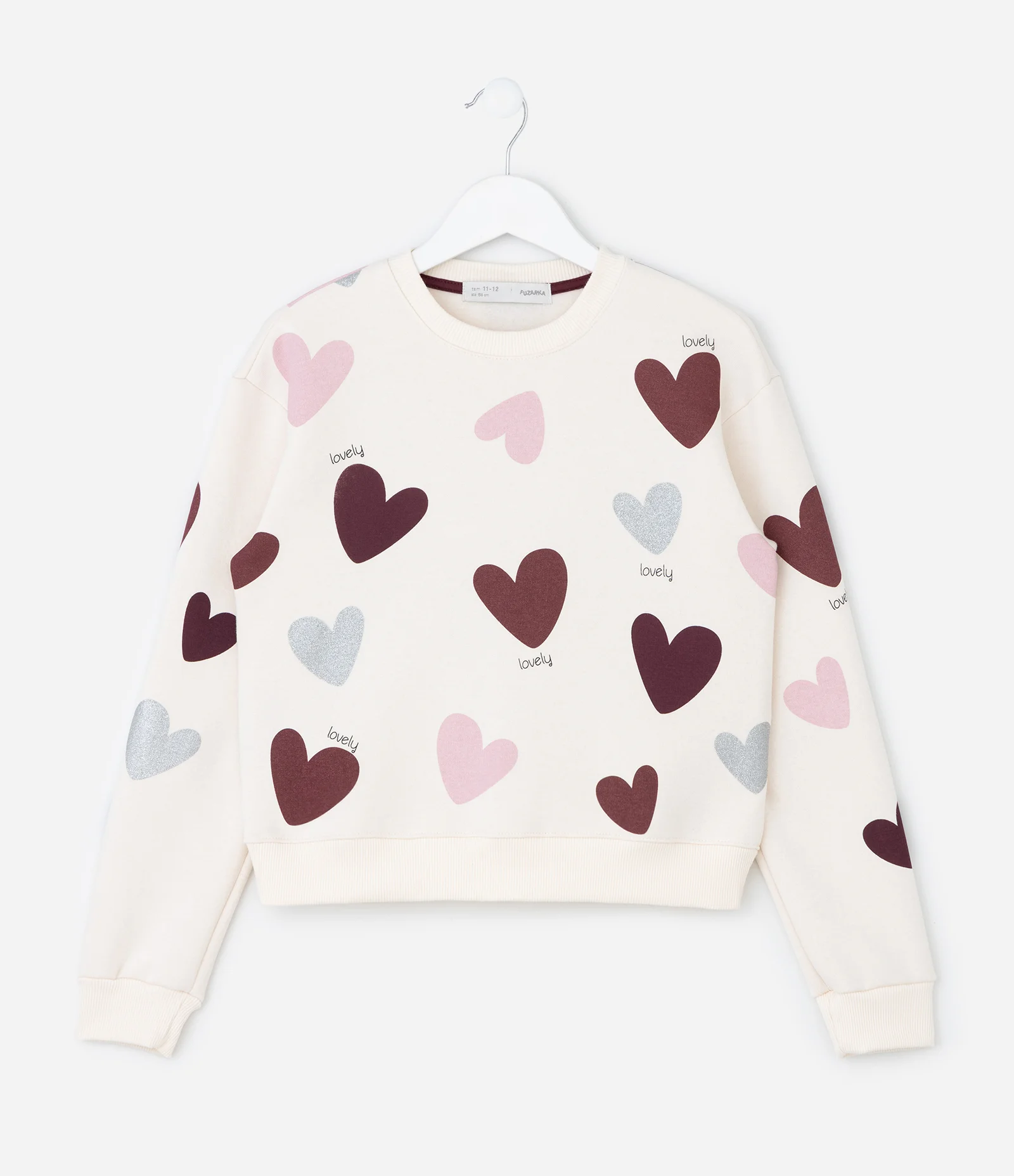 Casaco Infantil com Estampa de Corações – Tam 7 a 14 Anos Off White 2